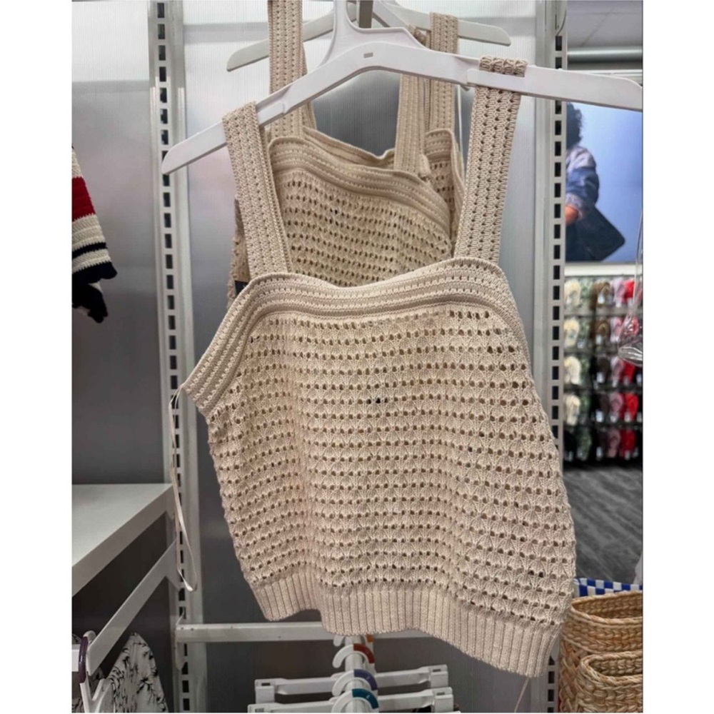 Universal Thread Cream Crochet Ribbed Tank Top - Picture 4 of 8